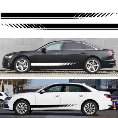 2PCS Car Side Stripes Side Stripe Skirts Graphics Vinyl Sticker Decals Racing Sport Car Stickers