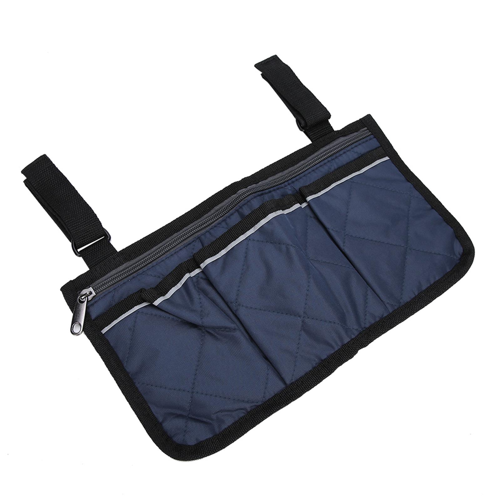 

Сумка для инвалидной коляски с карманами, большая вместимость, подвесная сумка, органайзер для хранения, удобная сумка на подлокотник темно-синий