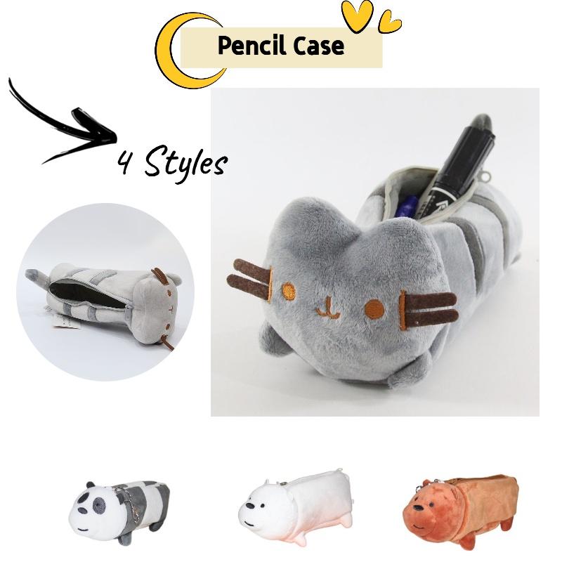 Cat Plush Pencil Case Bear Patterned Stationery Storage Bag Student Gift Present