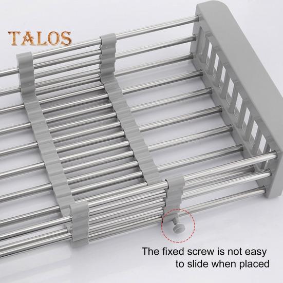 Stainless Steel Drain Rack Retractable Design Large Capacity Rust-Proof Corrosion Resistant Kitchen Sink Hollow Drain Rack Organizer