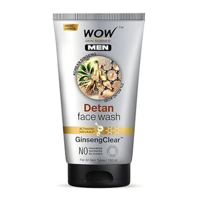 WOW Skin Science MEN KOREAN GINSENG + KOJIC ACID Detan Face Wash Gel | Reduces Tan & Dark Spots | | 150ml