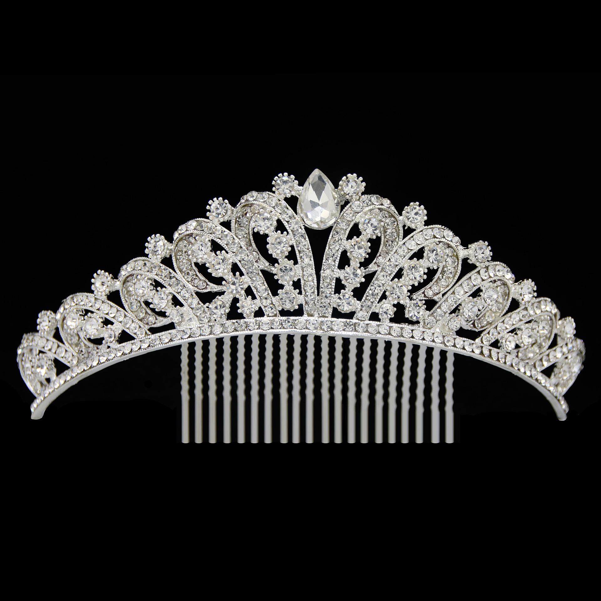 

Spring Full Set of Hair Accessories European and American Alloy Electroplating Wedding Headdress Alloy Hair Comb Small Crown