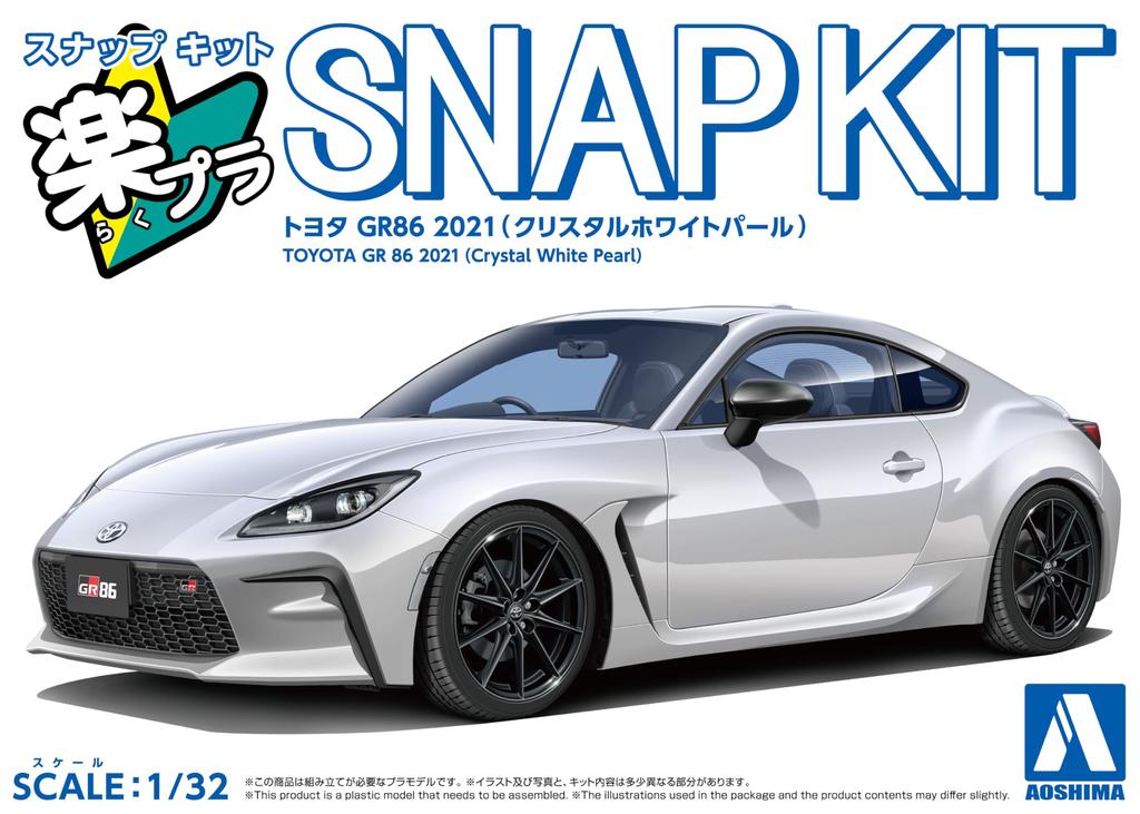 Aoshima Bunka Kyozai Rakupla Snap Kit Toyota GR86 2021 Crystal White Pearl Plastic Model 1/32 No.10-CW Pre-Colored (Automobile)