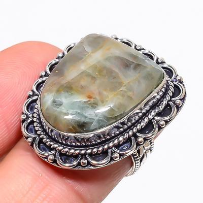 Natural Sunstone Gemstone Handmade 925 Sterling Silver Gift Ring Size 7 C2q05