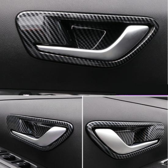 For Hyundai Tucson   Carbon Fiber Inner Door Handle Bowl Cover Trim 4pcs