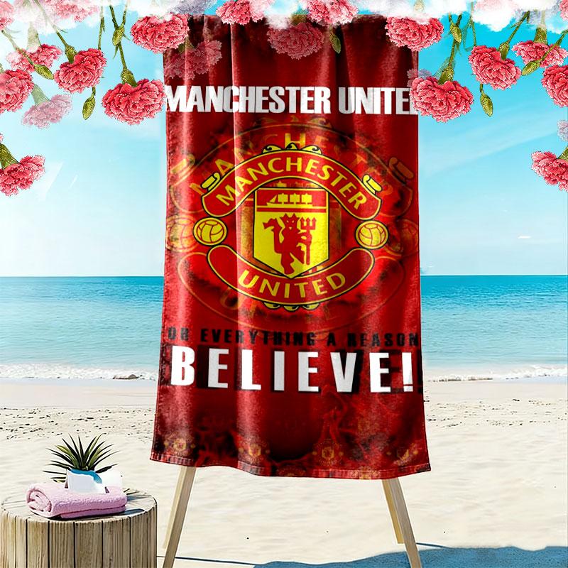Manchester United F Print Beach Towel, Large Soft Quick Dry Towel for Beach Camping Swimming