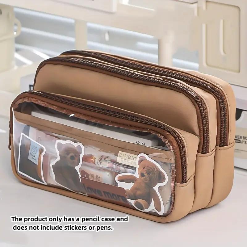 1PCNew Large Capacity Stationery Bag, Stationery Pencil Steel Pen Storage Bag, Pencil Case, Portable Cosmetic Storage Bag