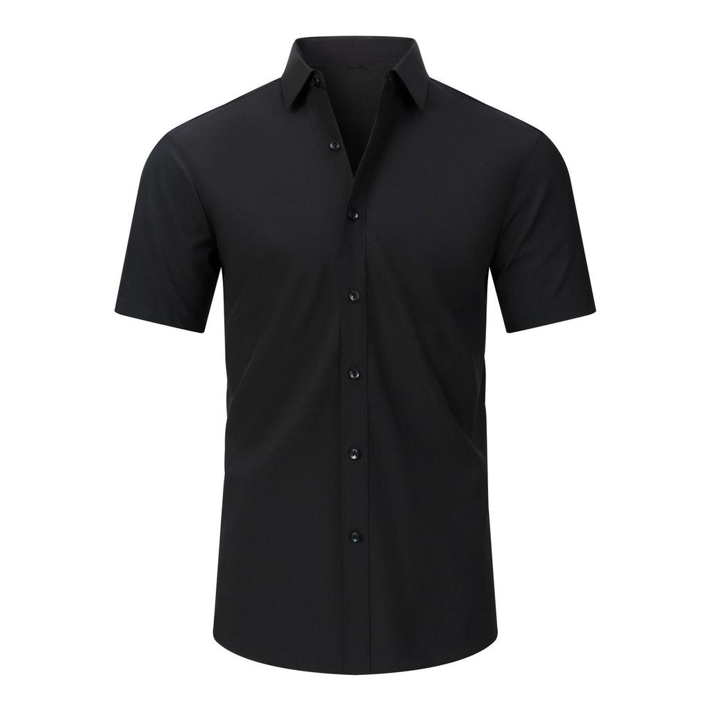Men's Non-Iron, Anti-Wrinkle Long-Sleeve Cardigan Shirt, Large Size, Stretchable Fabric.