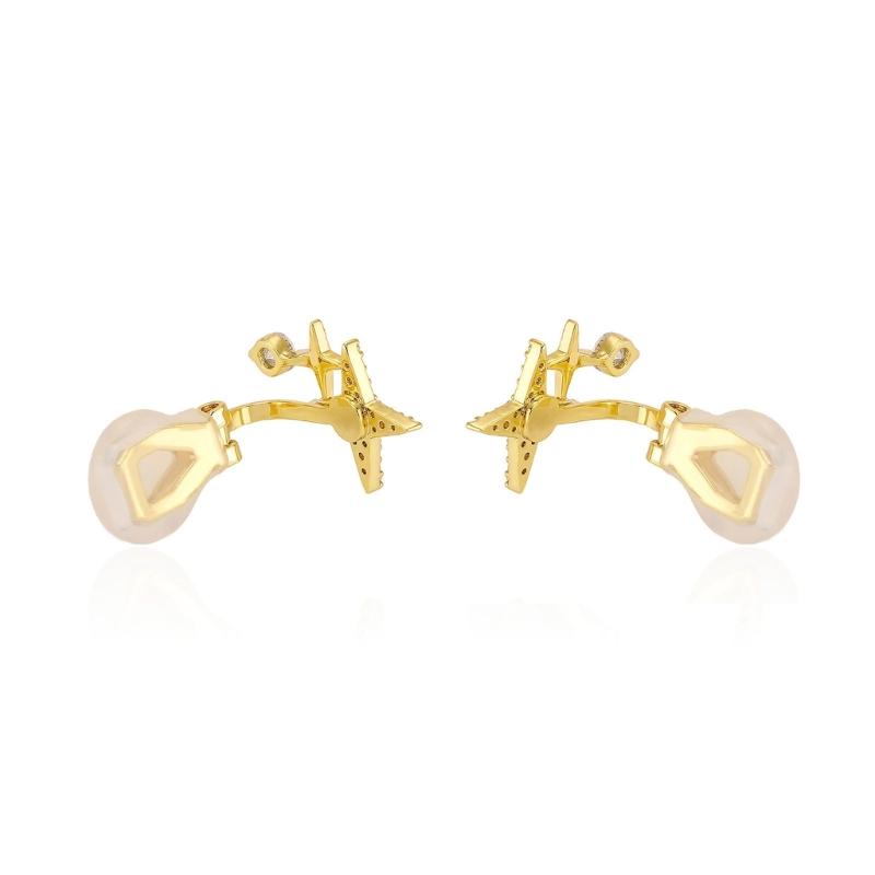 Shimmering Zircon Star Ear Clips Women Cuff Earrings Easy to Wear Copper Texture Suitable for Daily Wear and Parties