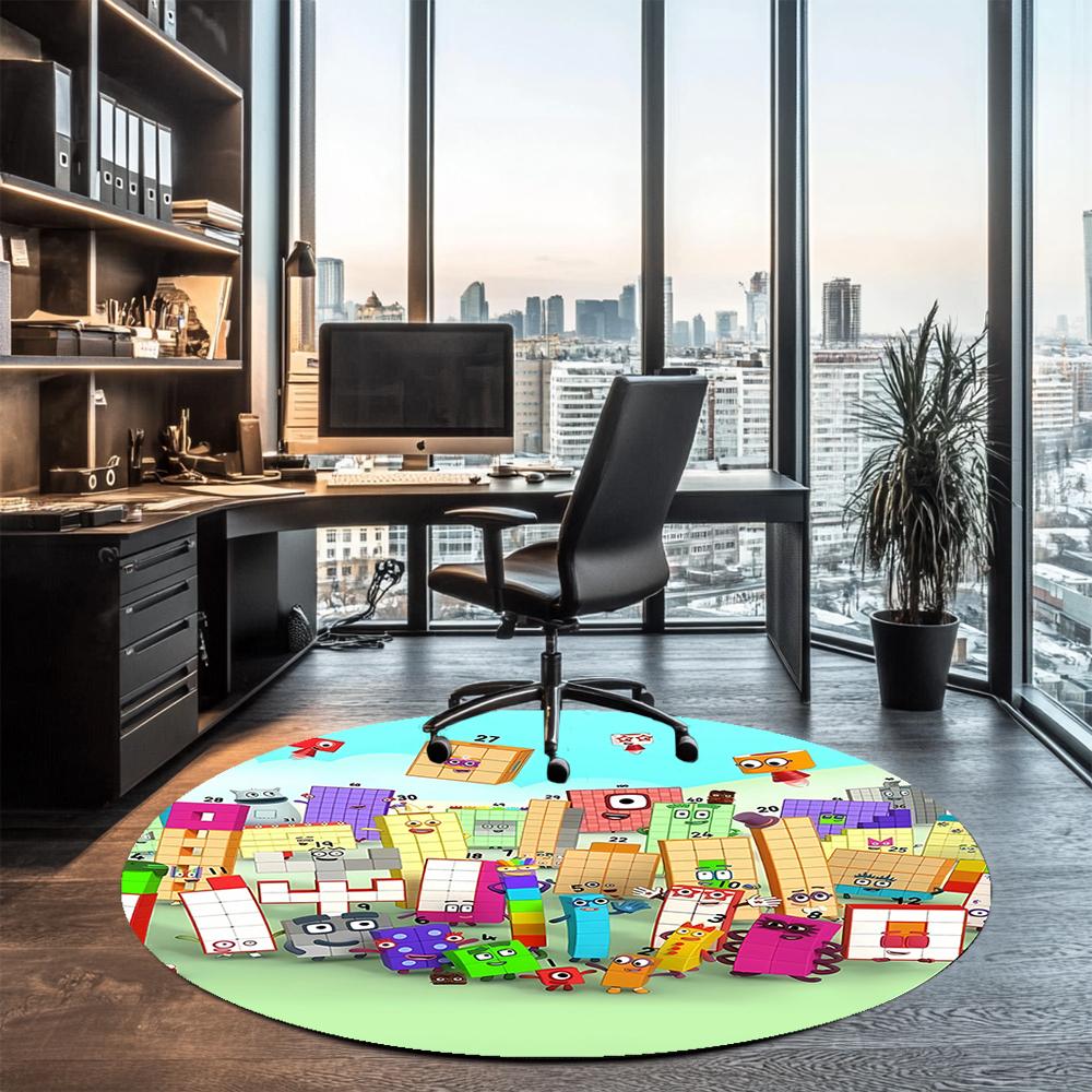 Numberblocks Printed Round Rug Carpet Chair Rug Area Rug Entryway Doormats,for Office Chair Living Room Bedroom Kitchen Room.