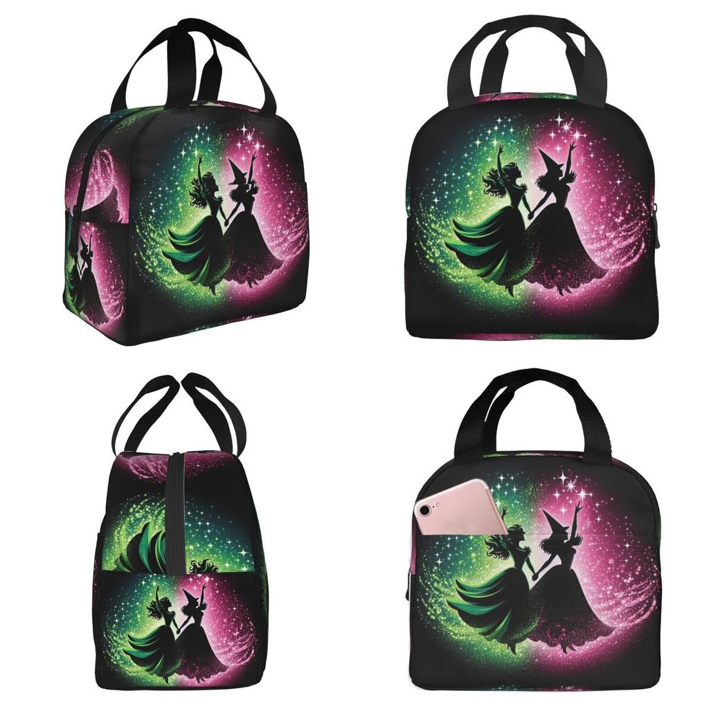 Elphaba und Glinda Wicked Das Musical Isolierte Lunchtasche für Damen Büro Kühlbox Thermische Lebensmittelbox Tragetasche Lunchboxen Behälter