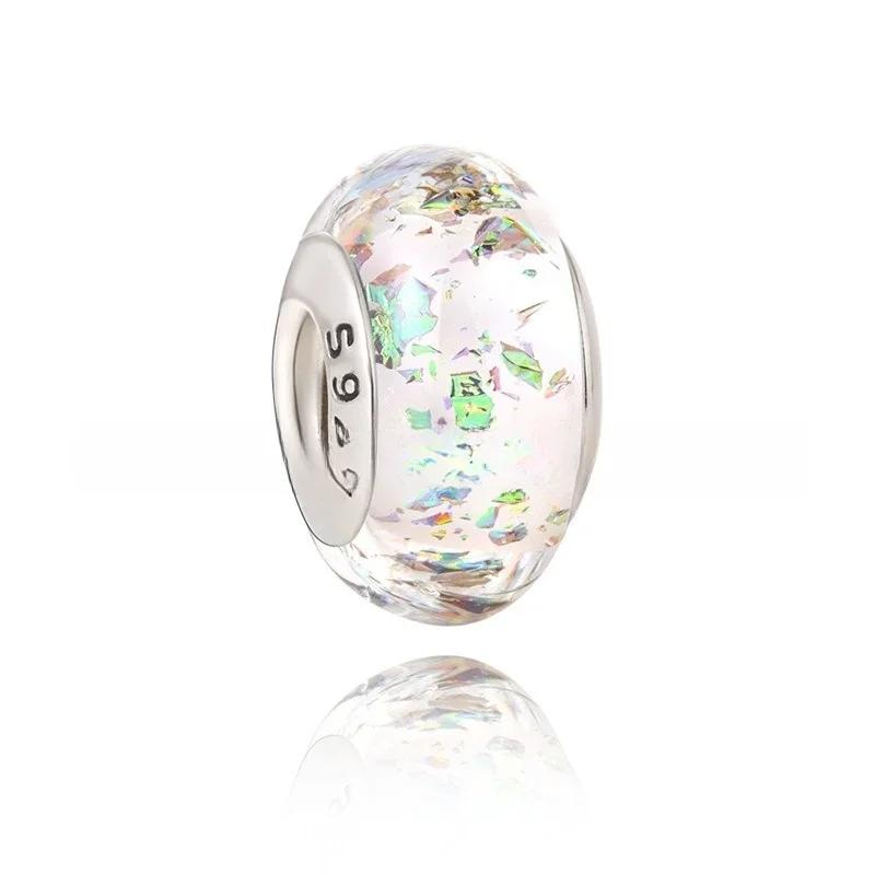 Nouveau Charm Original en Verre de Murano Cuivré Charm Flocons de Neige Étoiles Arc-en-Ciel Coloré Pour Bracelet DIY Bijoux pour Femmes