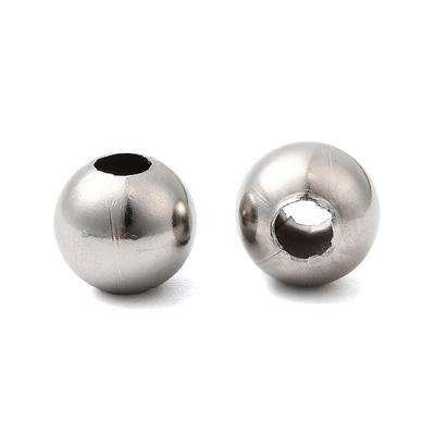 100pcs Tarnish Resistant Stainless Steel Beads Round Stainless Steel Color 8x7.5mm Hole: 2.5~3mm