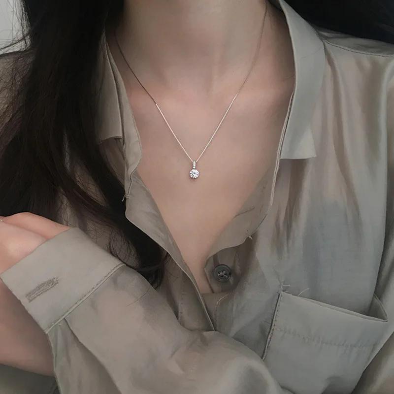 New Fashion Round Zircon Necklace Minimalist Style Charm Choker Pendant Party Gift For Women's Fine Jewelry