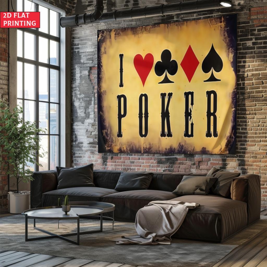 Retro žlutá pokerová tématika digitální tisk polyesterová nástěnná tapiserie vhodná pro použití v obývacích pokojích ložnicích kancelářích barech party