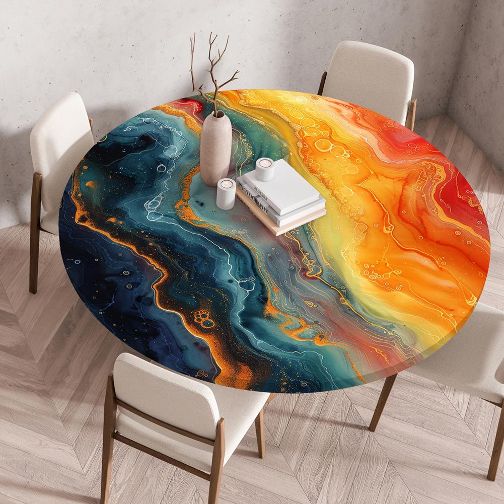 Waterdicht Oliebestendig Elastisch Rond Tafelkleed voor Keuken Bruiloft Feest Huisdecoratie Meerdere Maten Verkrijgbaar Diameter 60cm(24in)