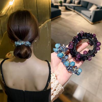 Lesklá krystalová tkaná čelenka do vysokého culíku Elegantní gumička do vlasů Gumička Chic gumičky do vlasů Vlasové doplňky Elastické gumičky do vlasů