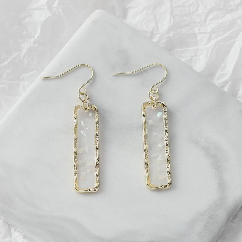 Korean Transparent Geometric Quadrilateral Luxury Long Earrings.