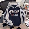Unisex American Retro Hooded Cardigan with Three Stripes - Trendy Autumn/Winter Outerwear for Couples