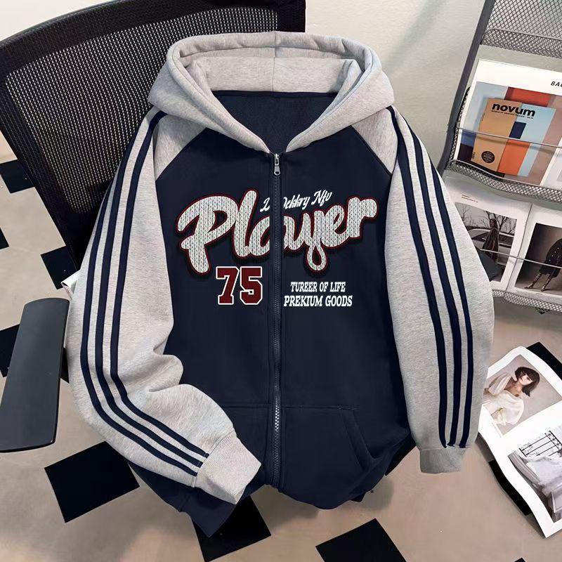 Unisex American Retro Hooded Cardigan with Three Stripes - Trendy Autumn/Winter Outerwear for Couples