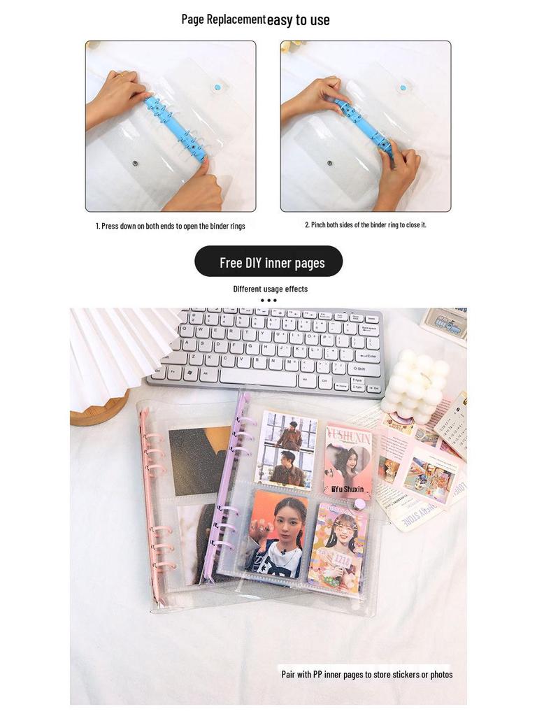 Glittery Transparent PVC 6-Ring A5/A6 Student Notebook & Journal