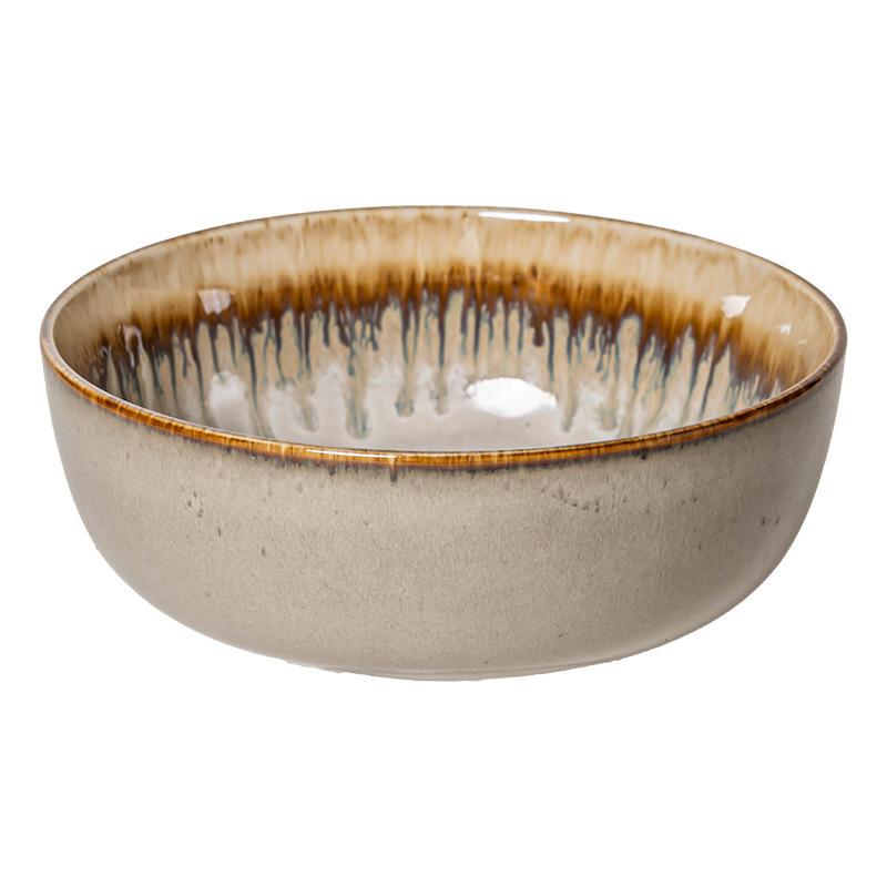 Vintage Kiln-Changed Ceramic Bowl Salad Bowl Home Restaurant Specialty Bowl Ramen Bowl Tableware Round Bowl