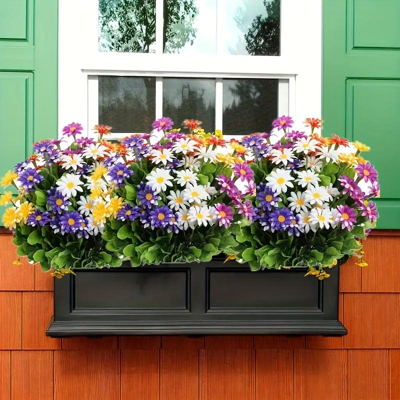 5 Bunches of Outdoor Artificial Flowers, Plastic Daisy Bouquet, UV-Resistant Artificial Flower Bush, Ideal for Home, Office, Wedding, Party Garden