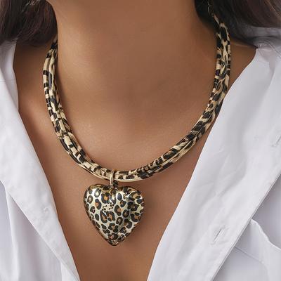 Fashionable Love Leopard Pendant Multi-layer Leather Rope Personalized Clavicle Chain