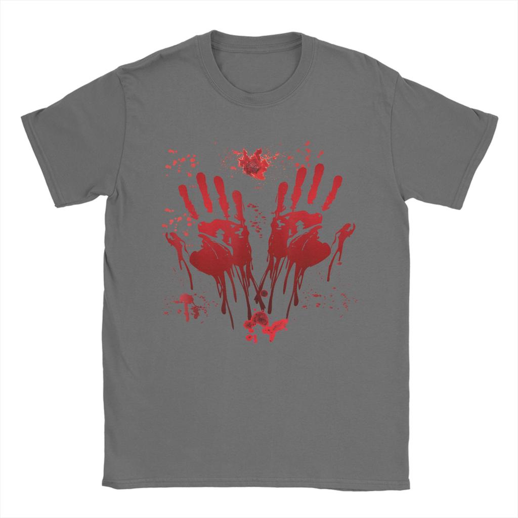 Men's Halloween Bloody Hands Blood Splash T Shirt Zombie Cotton merch Casual Short Sleeve O Neck Tee Shirt 4XL 5XL 6XL T-Shirts