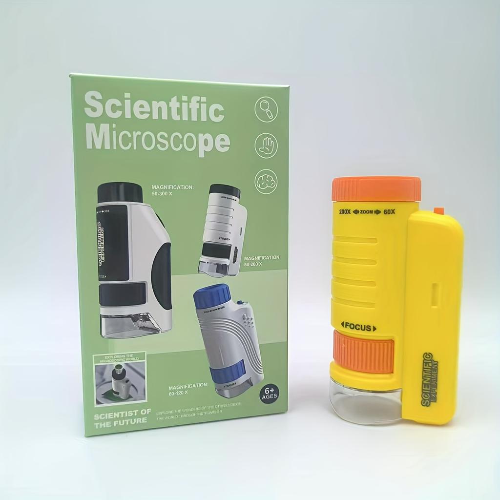 Microscop portabil LED pentru tineri/Jucărie științifică educațională portabilă pentru explorarea biologiei/Perfect de Crăciun /cu controale de focalizare și expunere