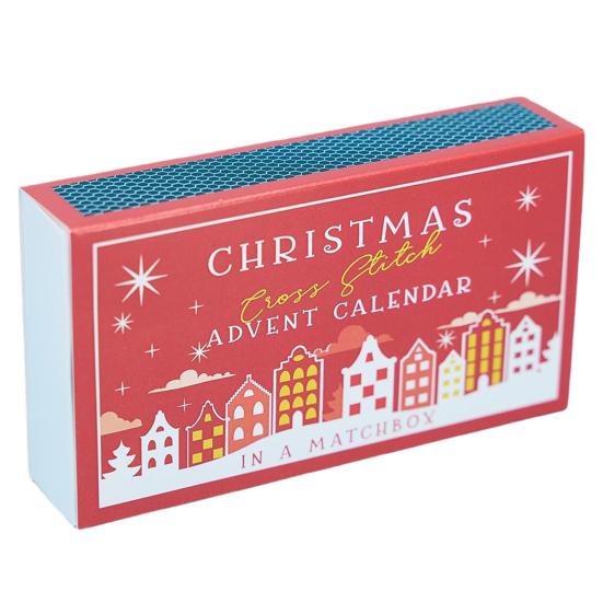 Christmas Advent Calendar Cross Stitch Kit DIY Cross Stitch Patterns with Threads Needles Hoop