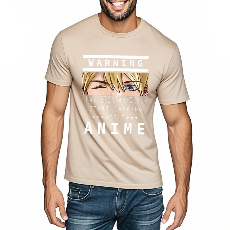 Summer top Relaxed Fit For men Oneck tshirt Brand Warning May Spontaneously Start Talking About Anime Stylish Unisex Tshirt
