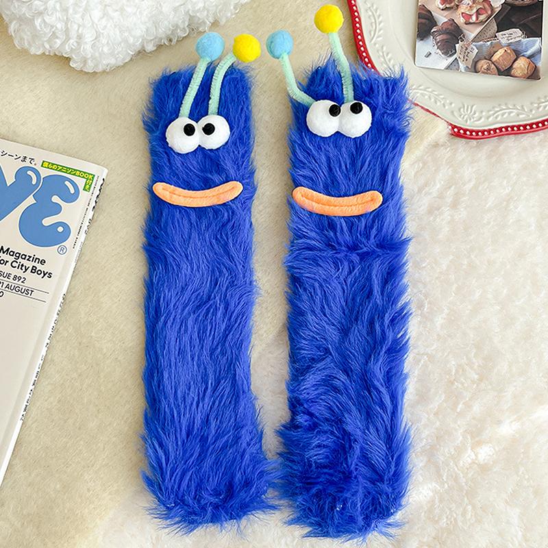 1 Paar Grappige Monstersokken Meisjes Herfst Winter Warm Koraal Fleece Vloersokken Koppel Slaapsokken Pluizige Sokken Leuke Sokken Cadeaus