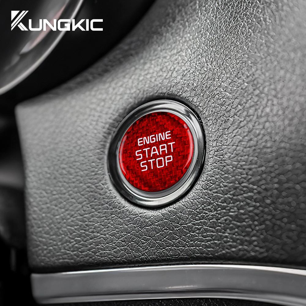 Real Hard Carbon Fiber Sticker For Kia Stinger 2019 2020 2025 2025 2025 Car Start Engine Stop Button Cover Interior Trim