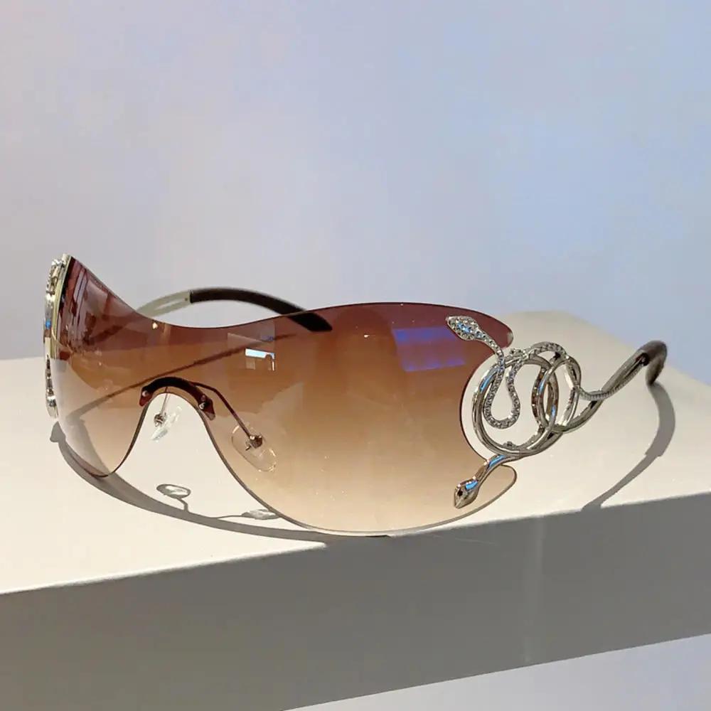 Y2k Rimless Sunglasses Women Stylish Gradient Lens Outdoor Shades Trendy Luxury Brand Design Metal Frame Eyewear Goggle