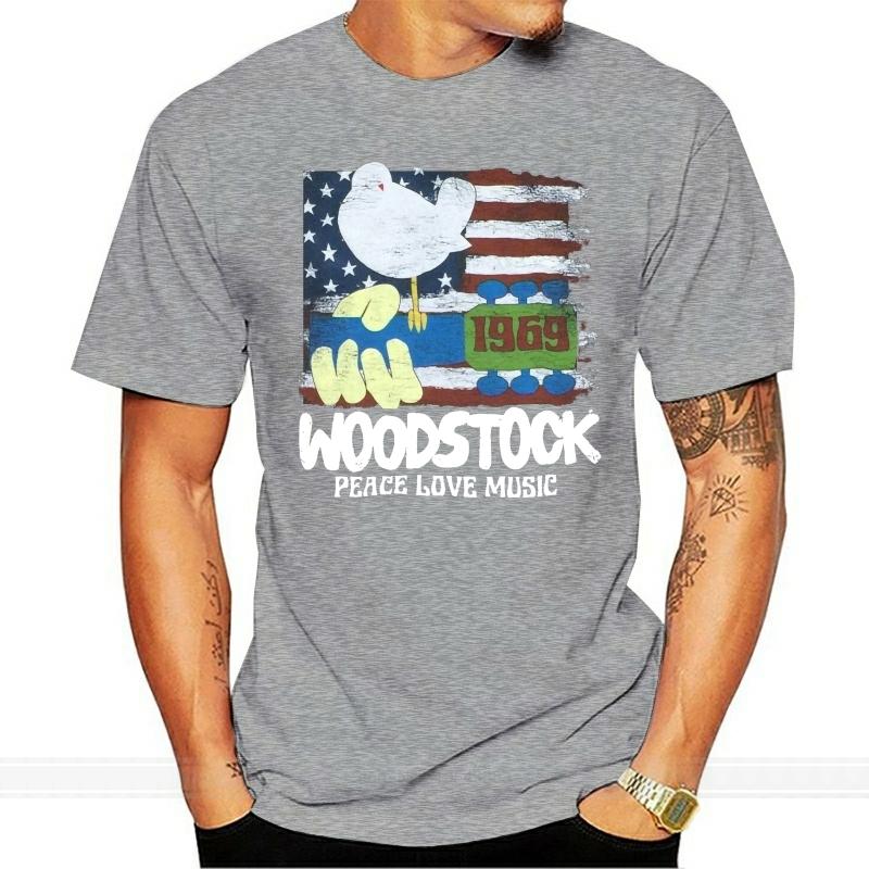 New Woodstock Concert 1969 America Vintage Mens T-Shirt Cotton Tshirt Men Summer Fashion T-shirt Euro Size