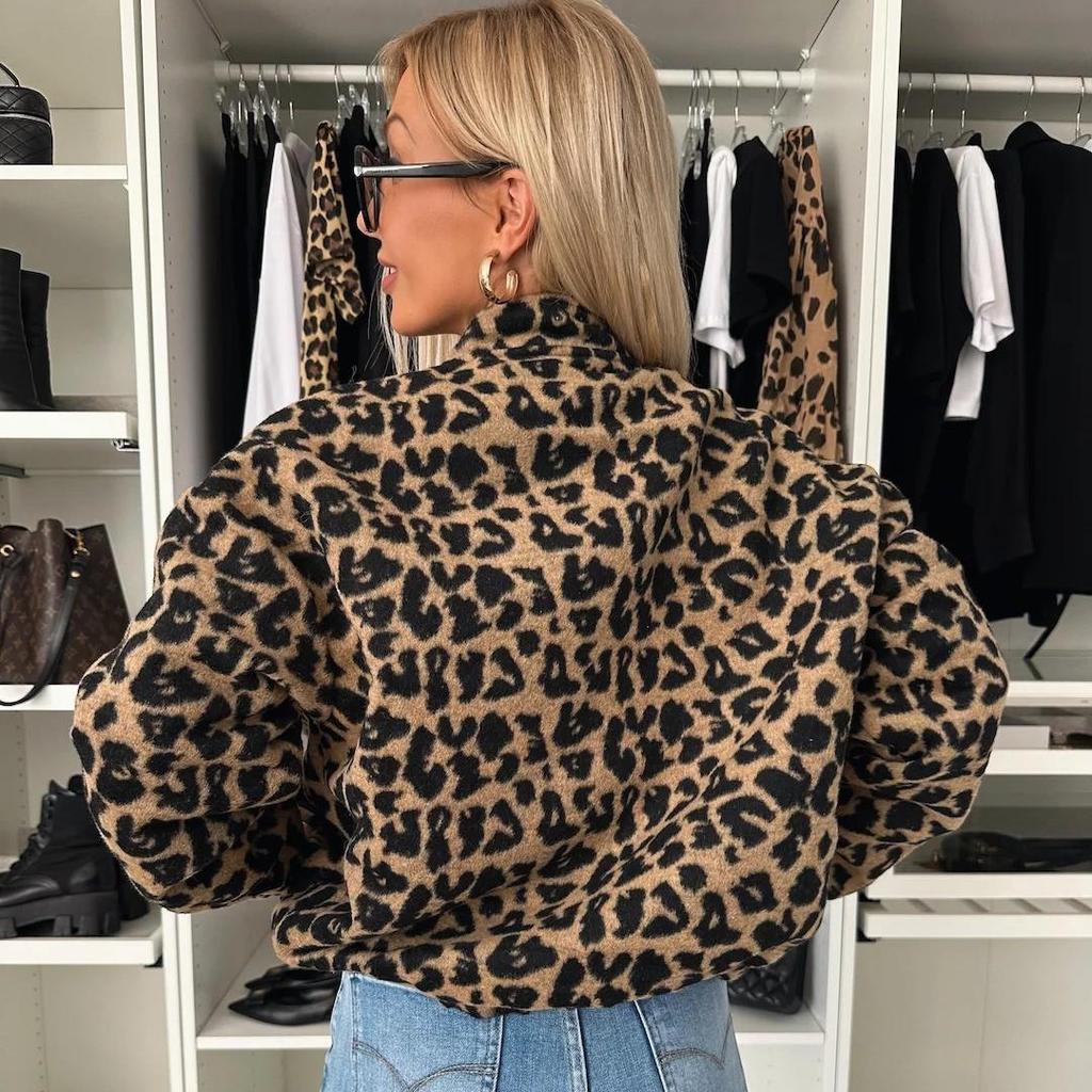 2025 Spicy Leopard Print Women's Jacket: Loose Fit, Casual Style for Spring & Autumn
