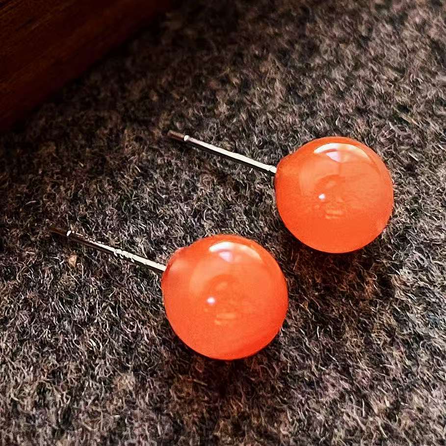 925 Silver Natural Nanhong Stud Earrings