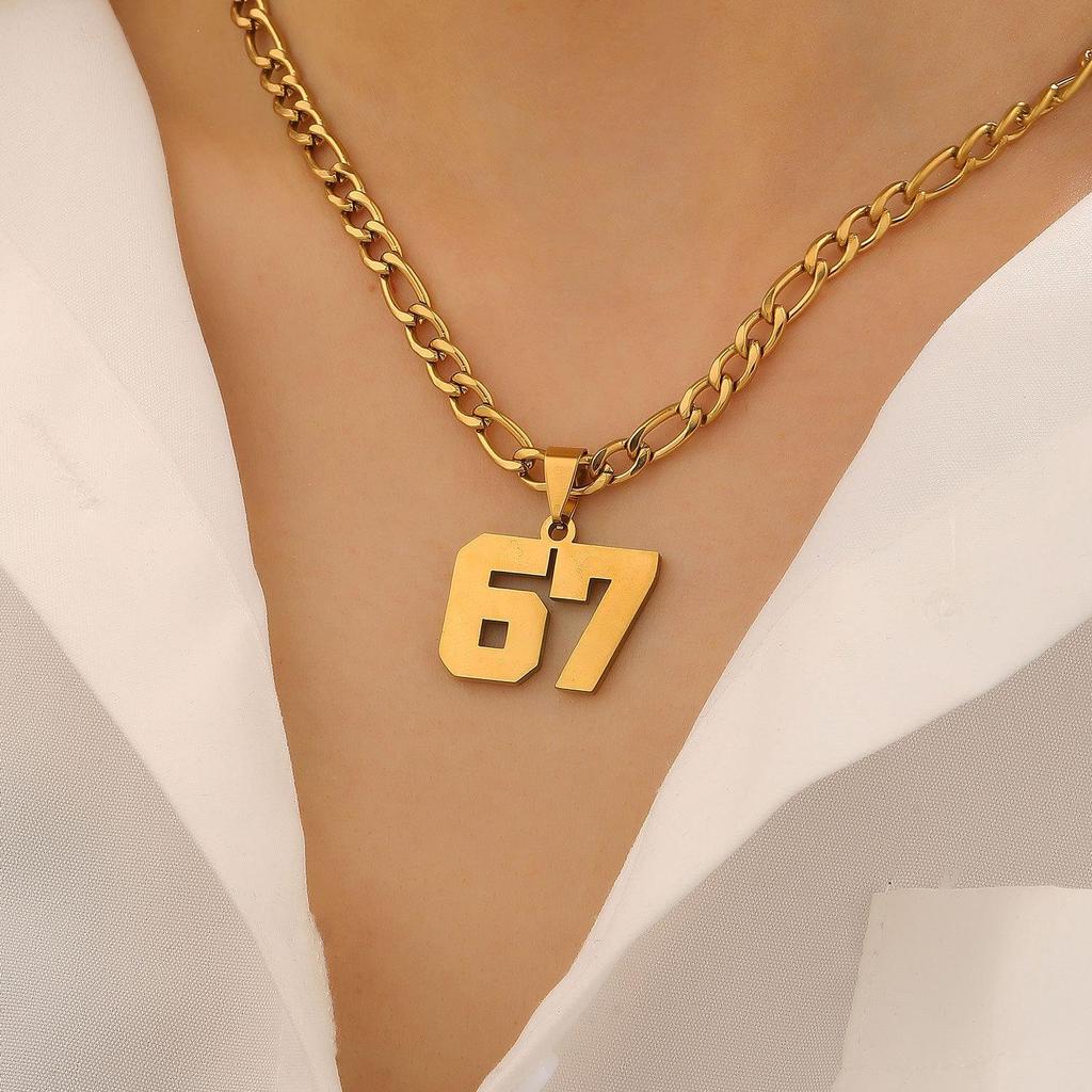 Men's Custom Jersey Number Stainless Steel Sports Necklace Pendant