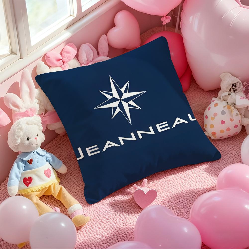 J-JEANNEAU logo Cushion Cover Pattern Printed Pillowcase for Living Room Sofa Cushion Cover & Bedroom Decor