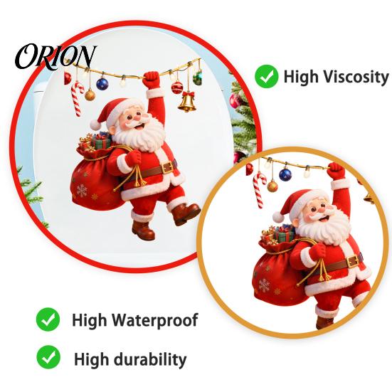Decorative Glass Stickers for Christmas Cartoon Santa Claus Toilet Seat Sticker, Waterproof PVC & Colorful Wall Lights Decal, Removable Lid
