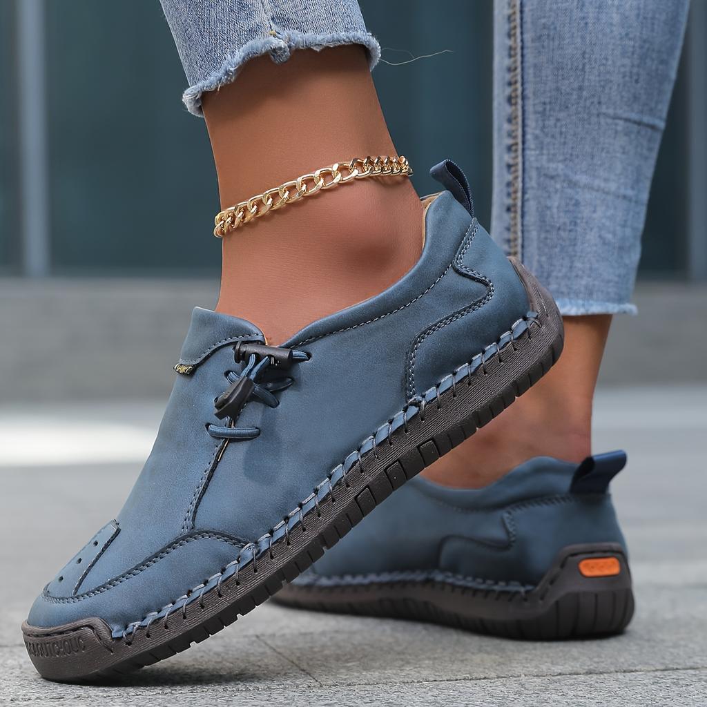 Handgenähte lässige Sportschuhe im britischen Stil, Zehenkappe aus Gummi gegen Stöße, rutschfeste, verschleißfeste Außensohle