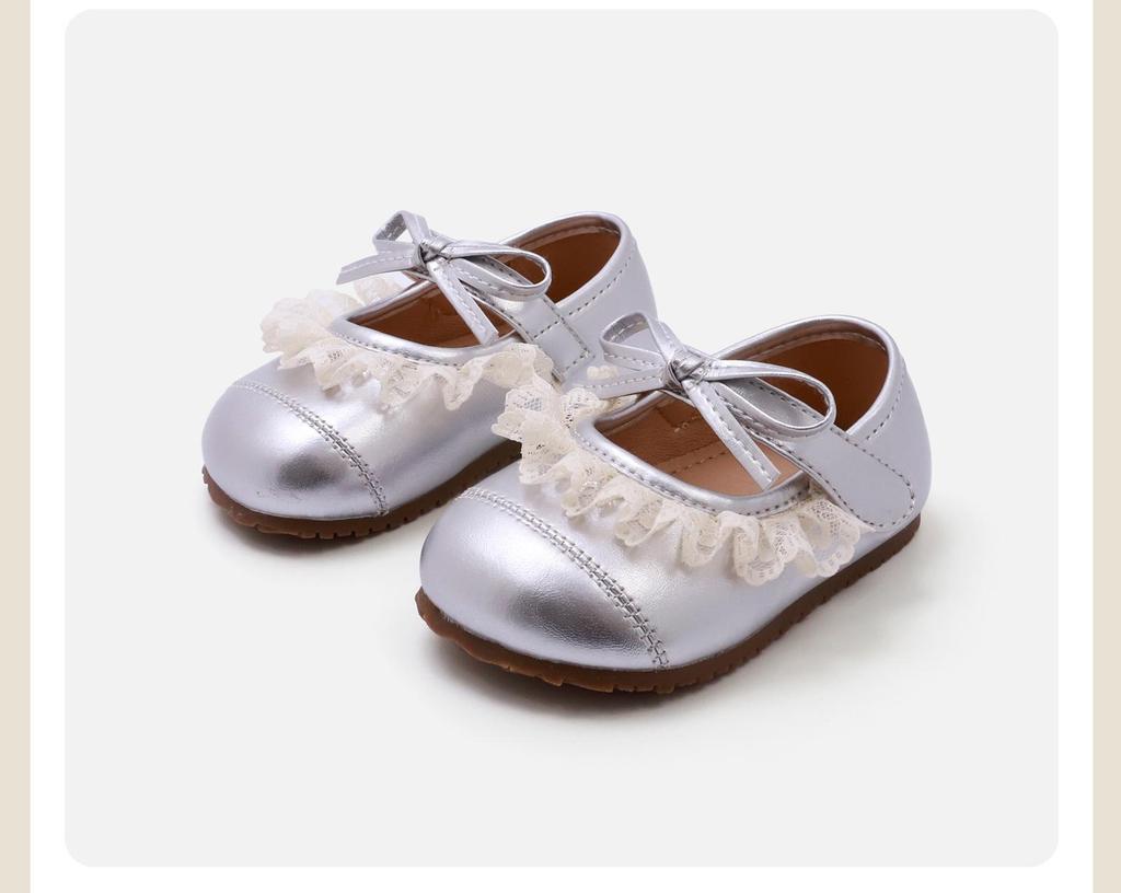Spring Soft Leather Toddler Shoes with Lace & Butterfly Knot - Princess Style for Baby Girls
