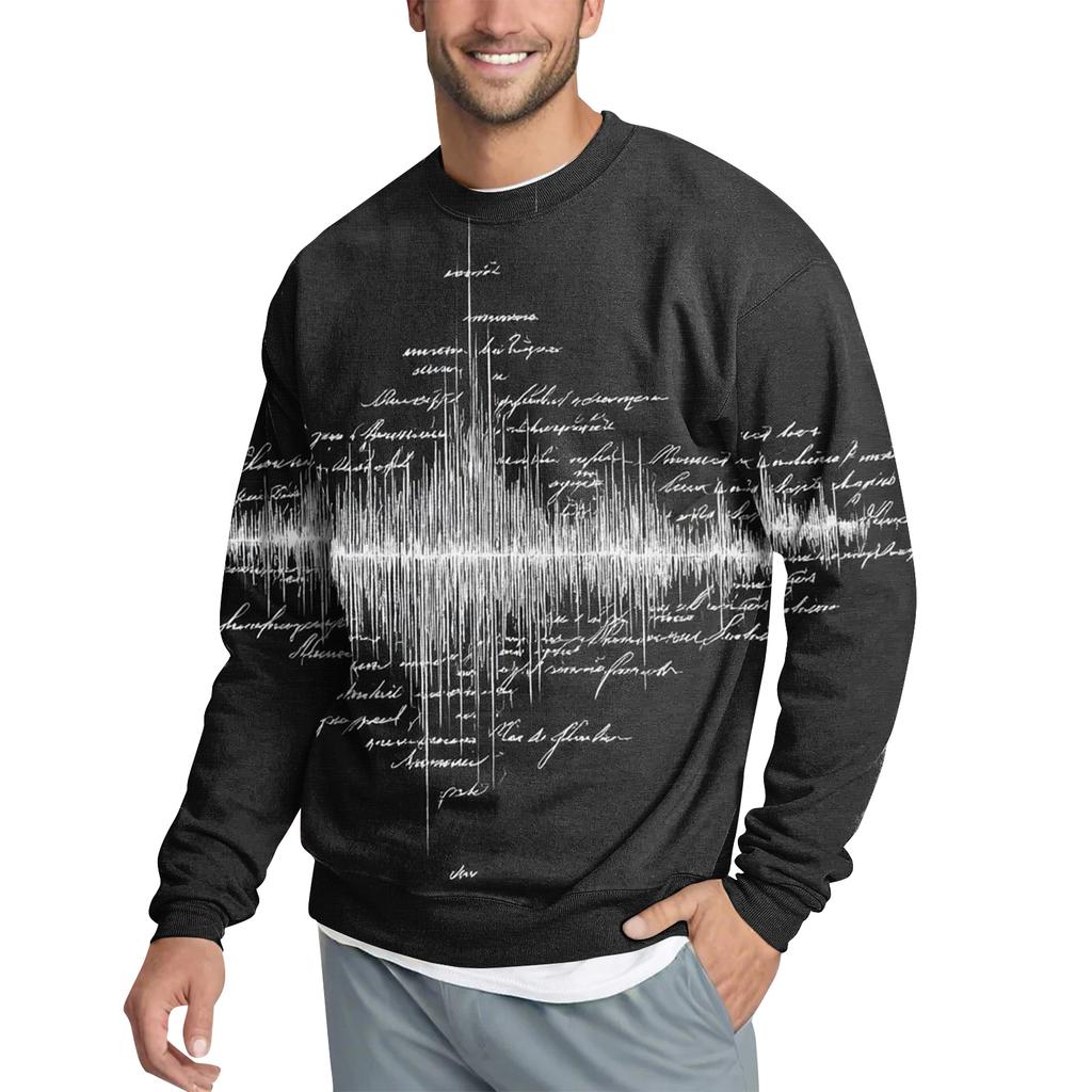 Men's Casual Fashion Printed Round Neck Pullover Sweatshirt