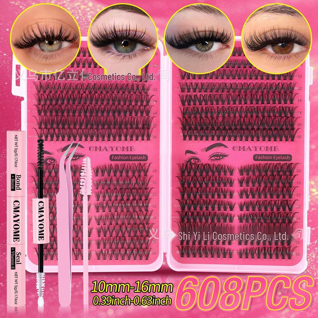 544 Cluster D Curl Individual Lash Set: DIY Dense, Curled, Segmented Eyelashes