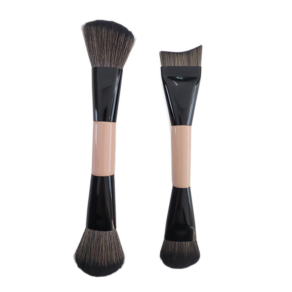 Makeup Brush Double Head Multifunctional Fish Tail Foundation Brush Slope Blush Brush Loose Powder Brush 2 Set Beauty Tide