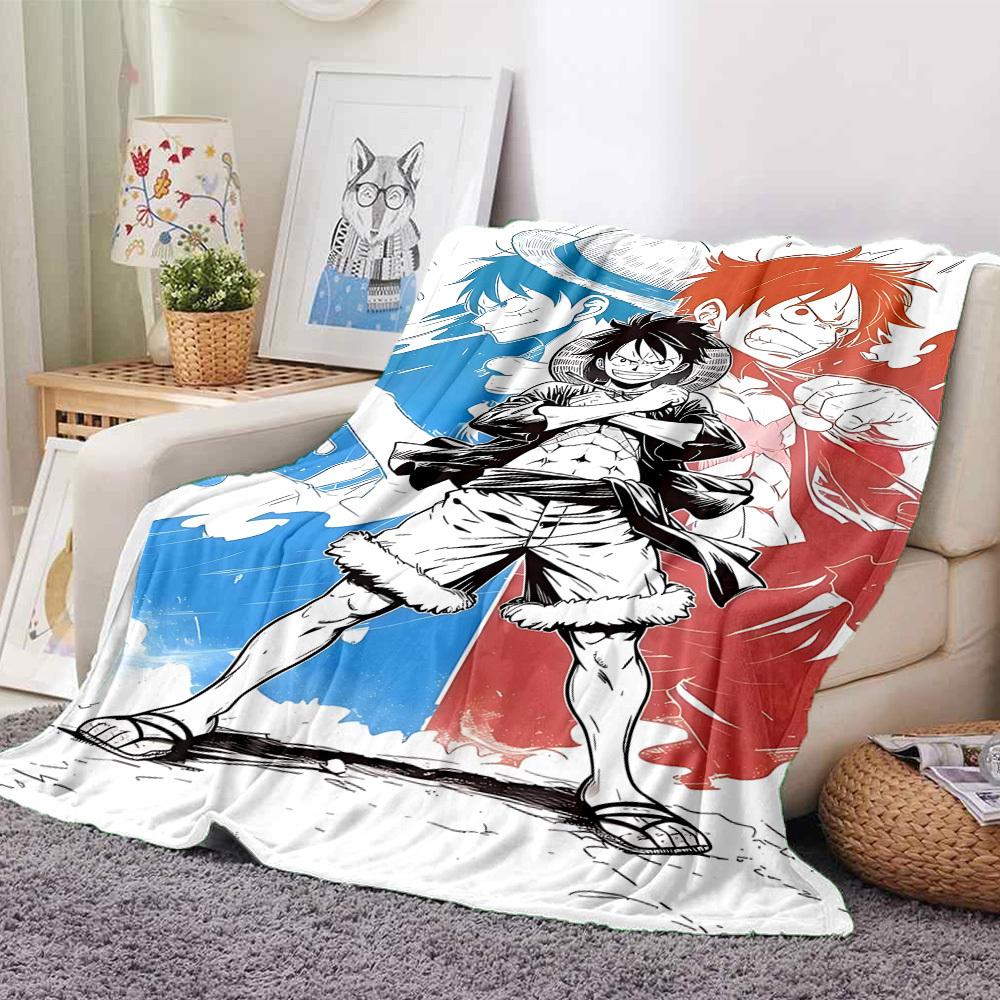 1pc Monkey D. Luffy Flannel Blanket [Cozy Throw Blanket] For Sofa, Bed, Travel, Camping, Livingroom, Office, Couch, Chair, And Bed