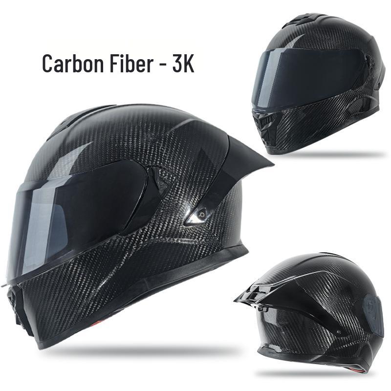 Ultra Lightweight Carbon Fiber Double Lens Full Face Cycling Helmet