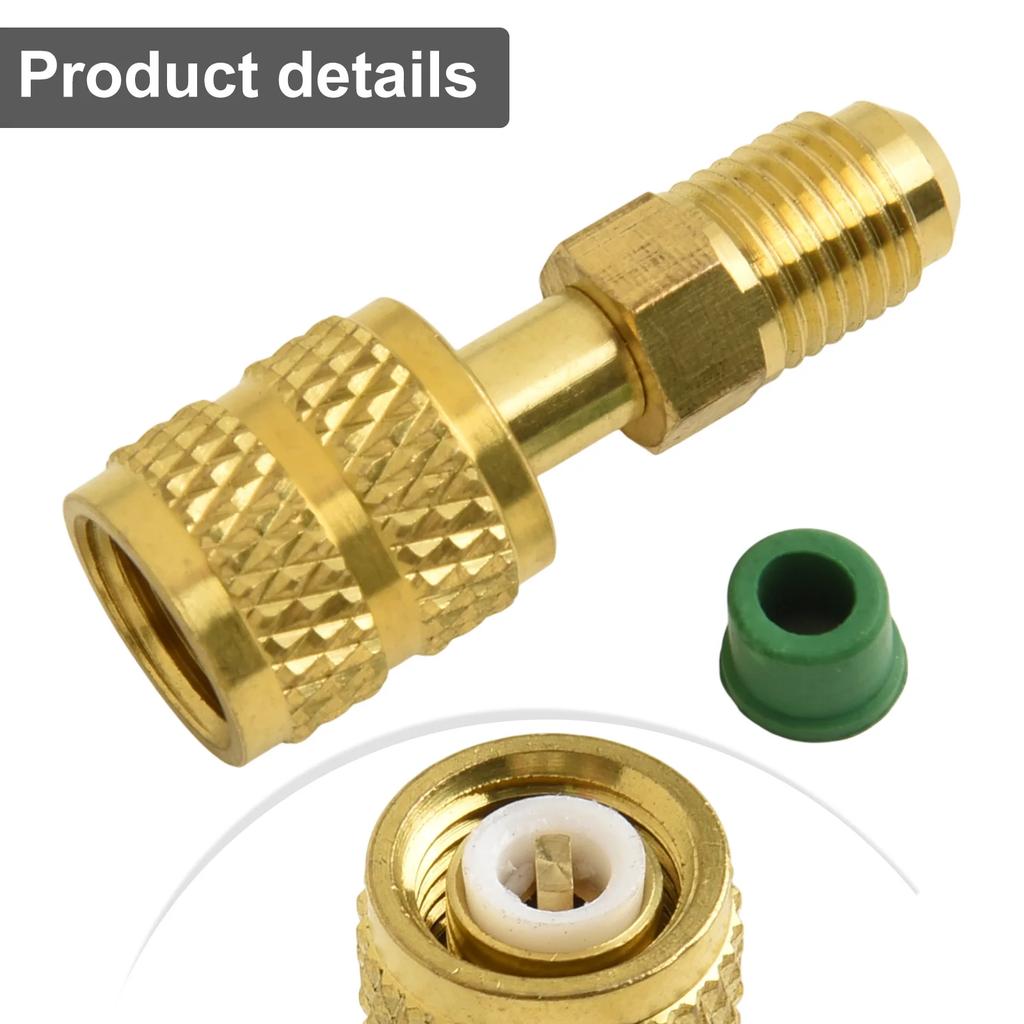 Female 5/16 X M1/4SAE Adapter Gold Brass Easy To Install For Air Conditioning Systems For R410 R32 R22 Practical