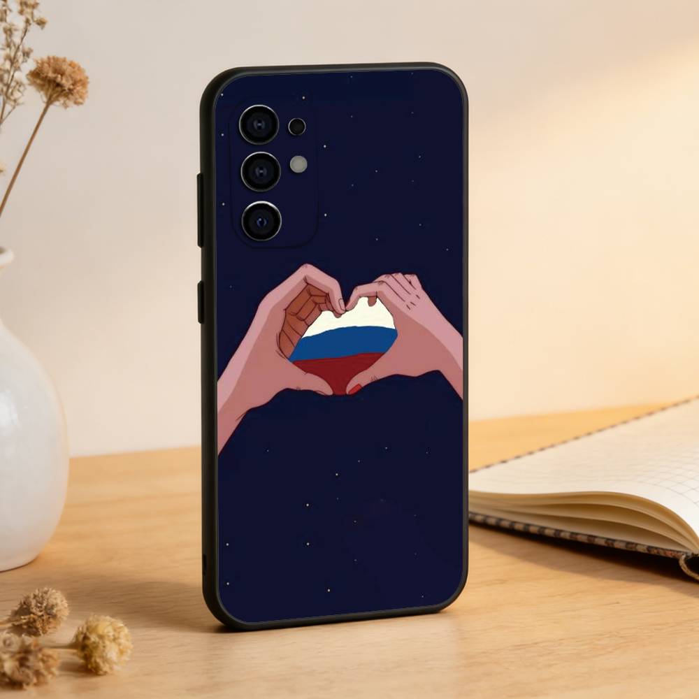 Russia F-Flag Phone Case Black Silicone Soft For Samsung S25,S24,S21,S22,S23,S30,Ultra,S20,Plus,Fe,Lite